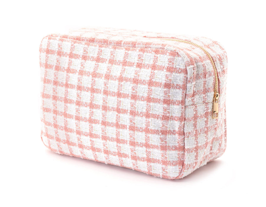 Pink Check  Pouch - Large