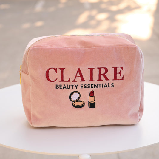 Personalised “Beauty Essentials” Velvet Pouch