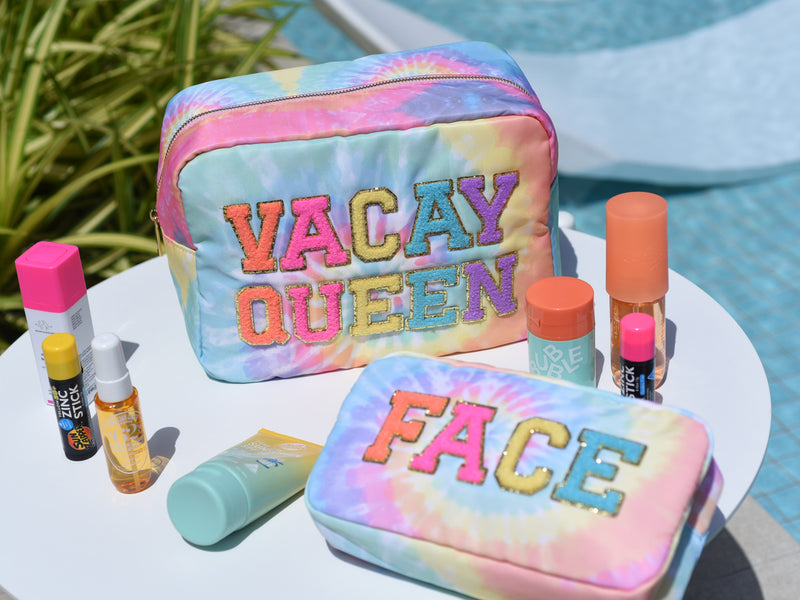Large Tie Dye Pouch- Vacay Queen