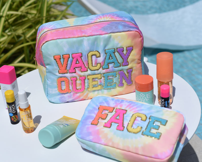 Large Tie Dye Pouch- Vacay Queen