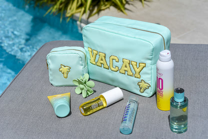 "Vacay" Large Pouch, Mint Green