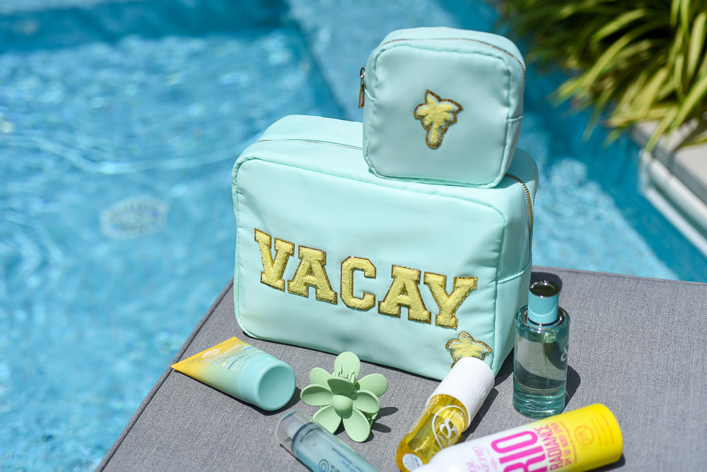 "Vacay & Mini" Bundle, Mint, Large & Extra Small Pouch Set