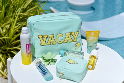 "Vacay" Large Pouch, Mint Green