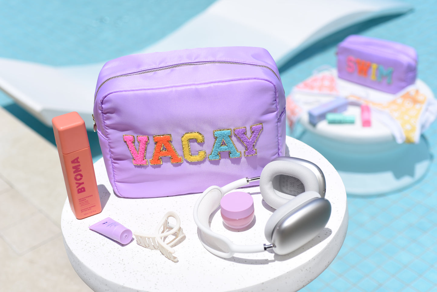 Large Lilac “Vacay" Pouch - The Happy Tribe