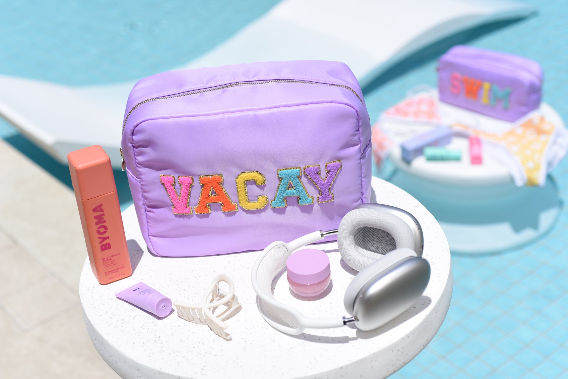 Large Lilac “Vacay" Pouch - The Happy Tribe