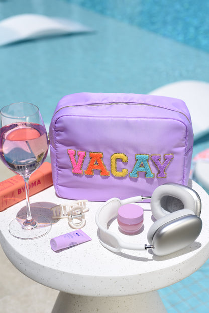 Large Lilac “Vacay" Pouch - The Happy Tribe