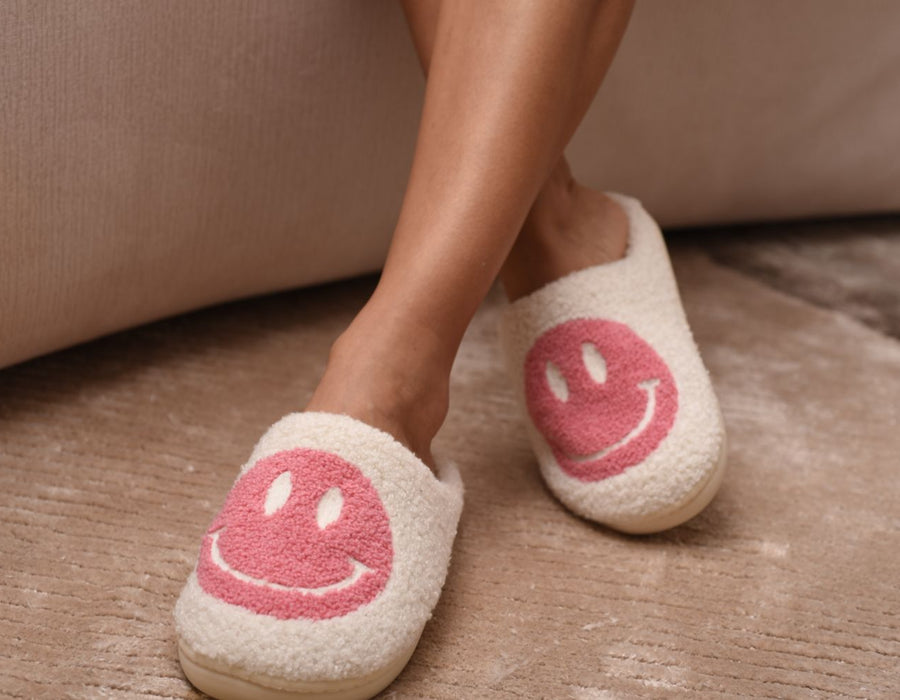 Smiley Slipper - White & Pink