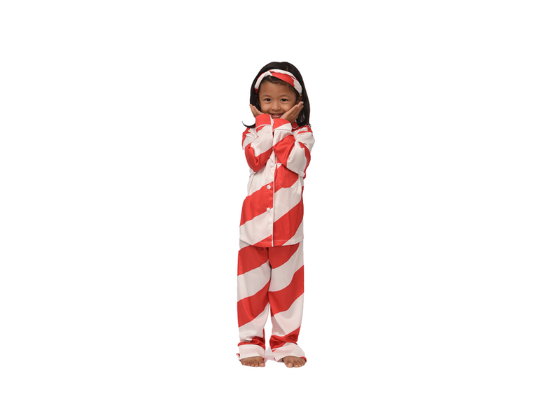 Personalised Children's Candy Cane Satin Pjs