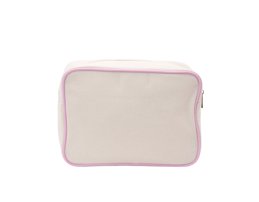 Cream with Baby Pink Trim Large Pouch - 