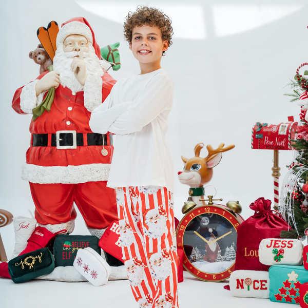 Boys Personalised Santa Stripe PJs