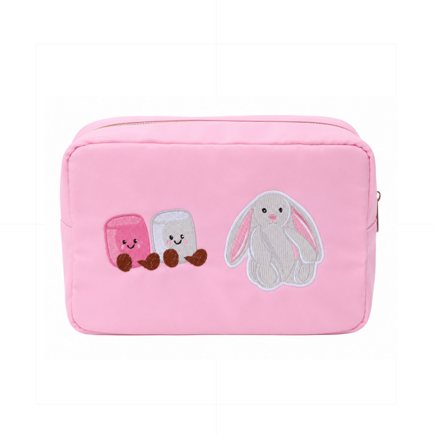“Jelly Cat Bunny” Large Pouch, Baby Pink