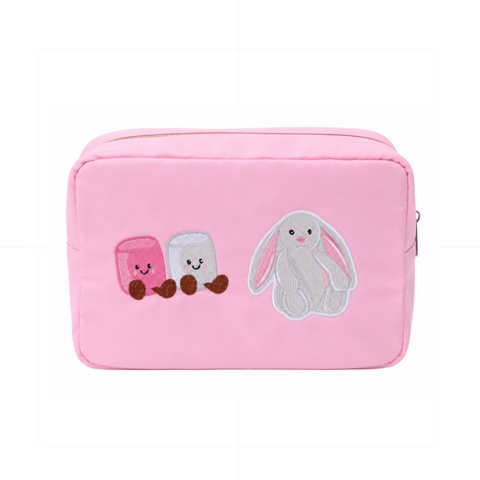 “Jelly Cat Bunny” Large Pouch, Baby Pink
