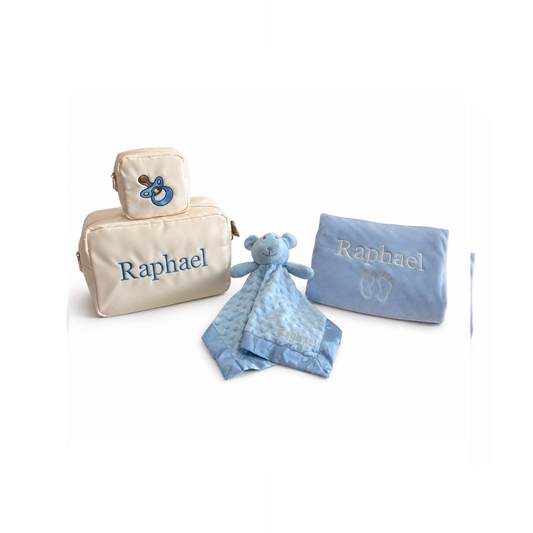 Personalised Baby Gift Set, Baby Blue