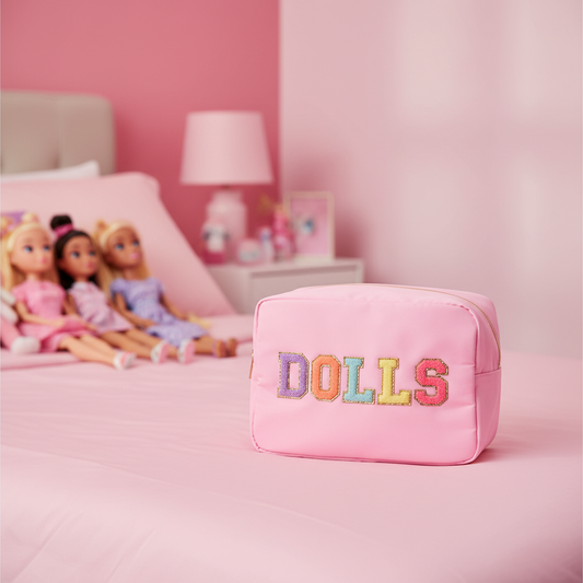 "Dolls" Large Pouch,  Baby Pink