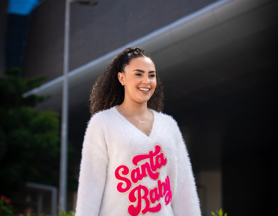 White Santa Baby Fluffy Jumper