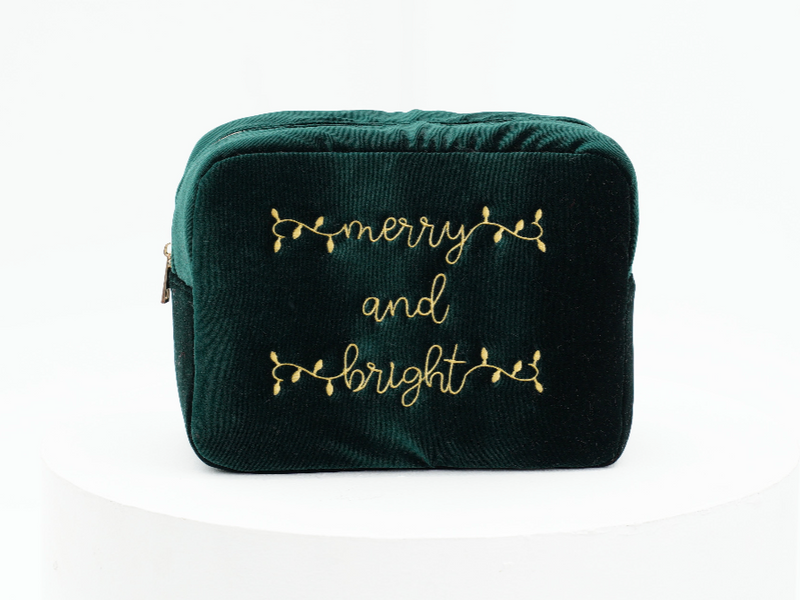 Large Green Velvet Pouch – “Merry and Bright” (Limited Edition)