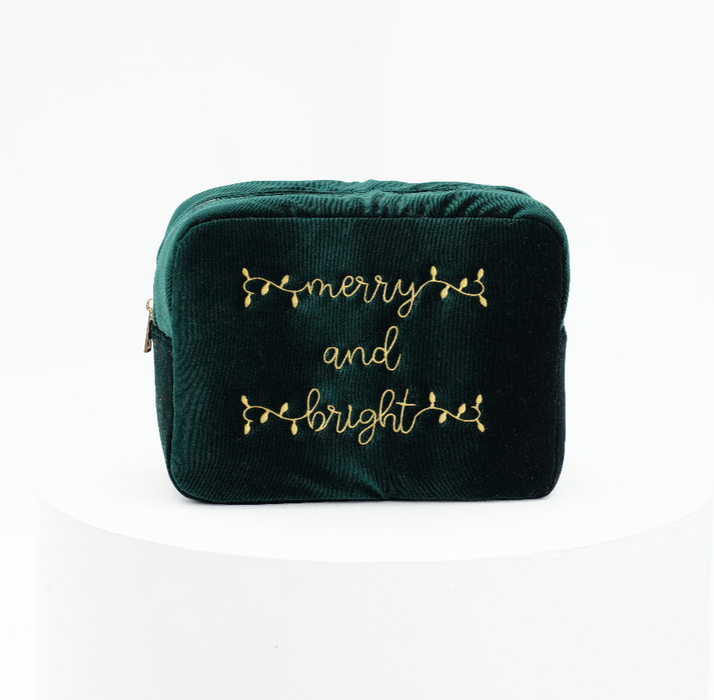 Large Green Velvet Pouch – “Merry and Bright” (Limited Edition)
