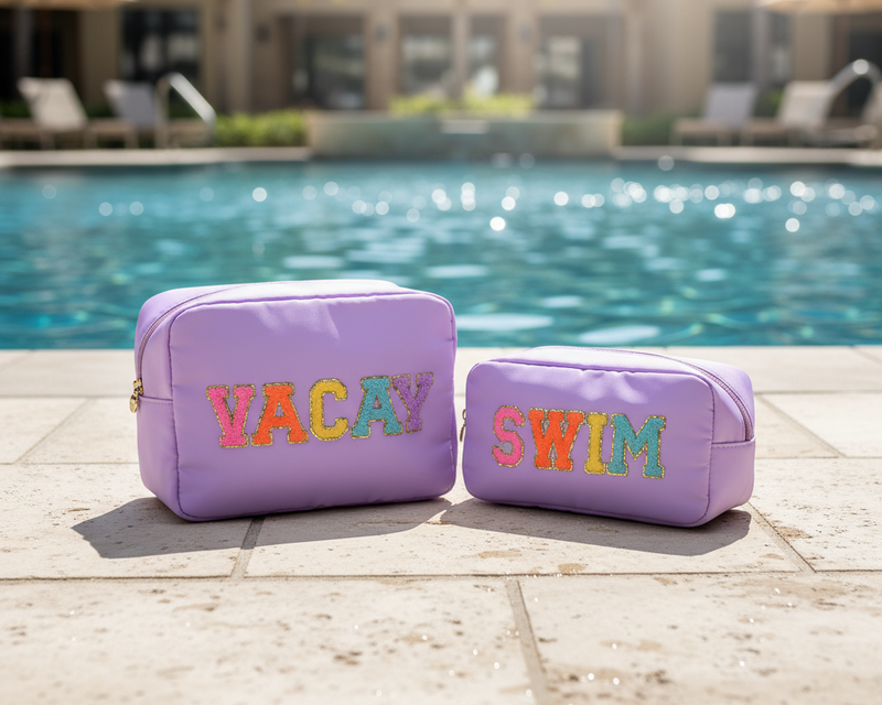 Lilac “Vacay & Swim” Bundle, Large & Medium Pouches