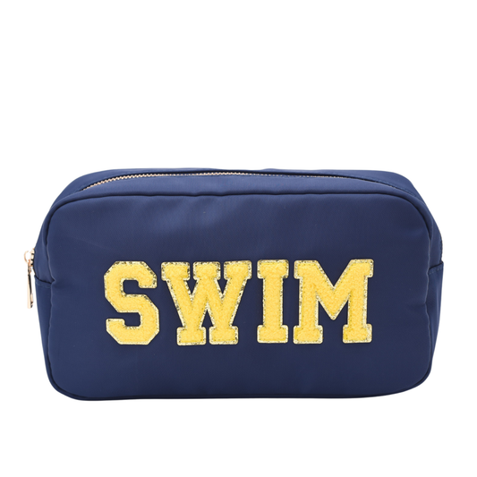 "Swim" Medium Pouch, Navy Blue