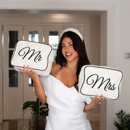 Mr & Mrs Newlywed Pouches, Custom Couple Accessories for Travel - The Happy Tribe
