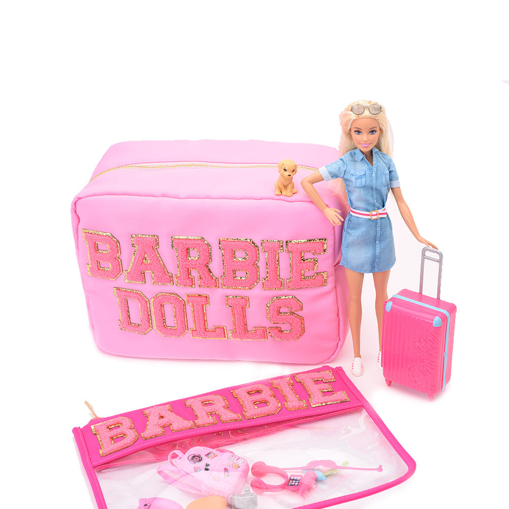 Candy Pink Large Pouch - "Barbie Dolls" - The Happy Tribe
