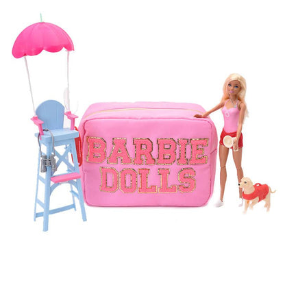 Candy Pink Large Pouch - "Barbie Dolls" - The Happy Tribe