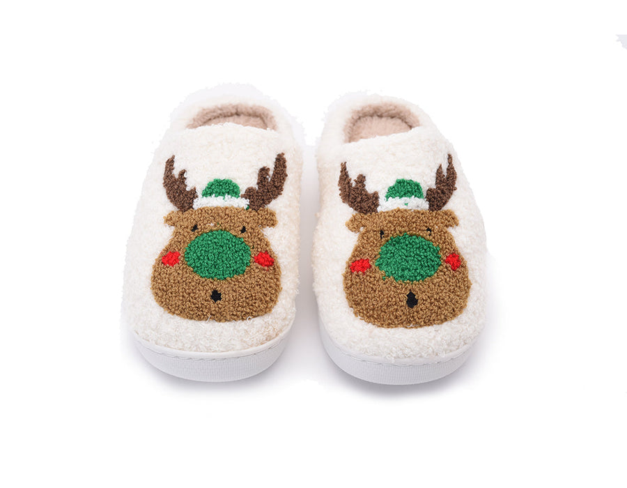 Christmas Slippers - Green Reindeer