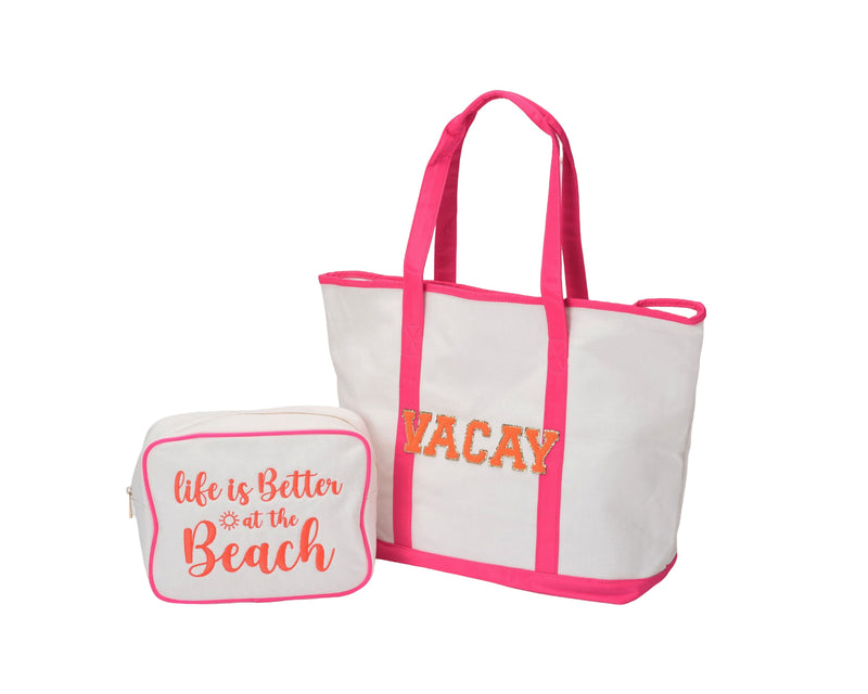 Vacay Tote & Pouch Set — Life is Better at the Beach