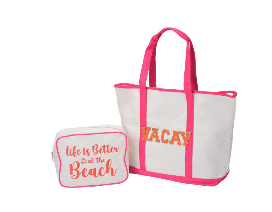 Vacay Tote & Pouch Set — Life is Better at the Beach