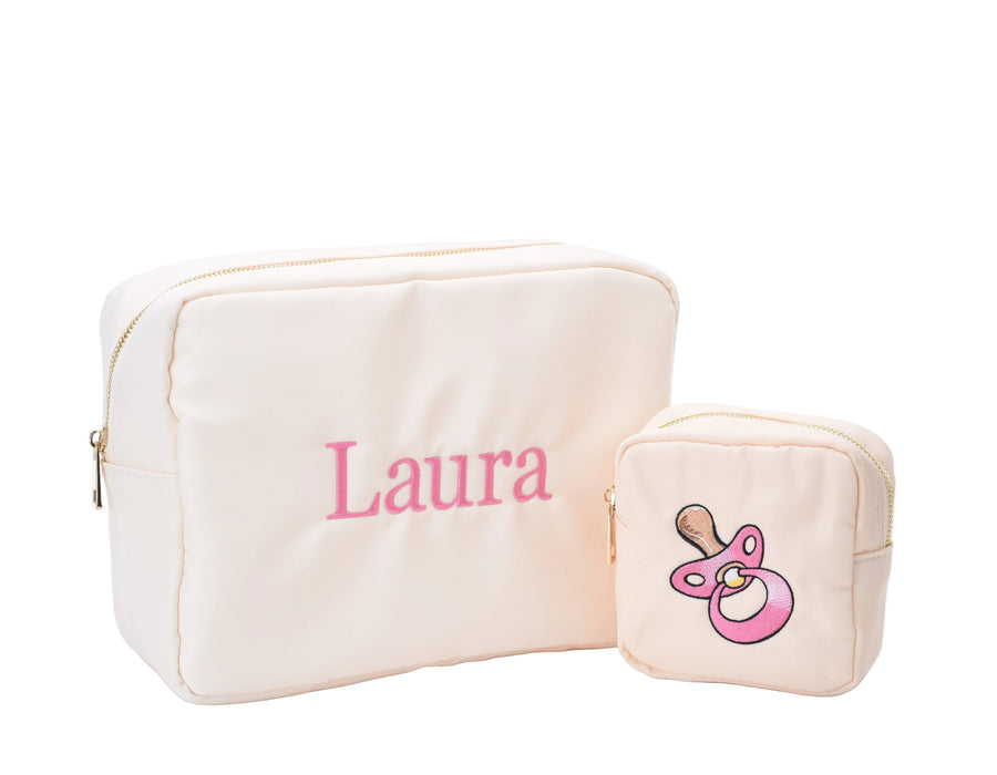 Personalised Baby Gift in Baby Pink with Comforter and Dimple Blanket - Limited Edition