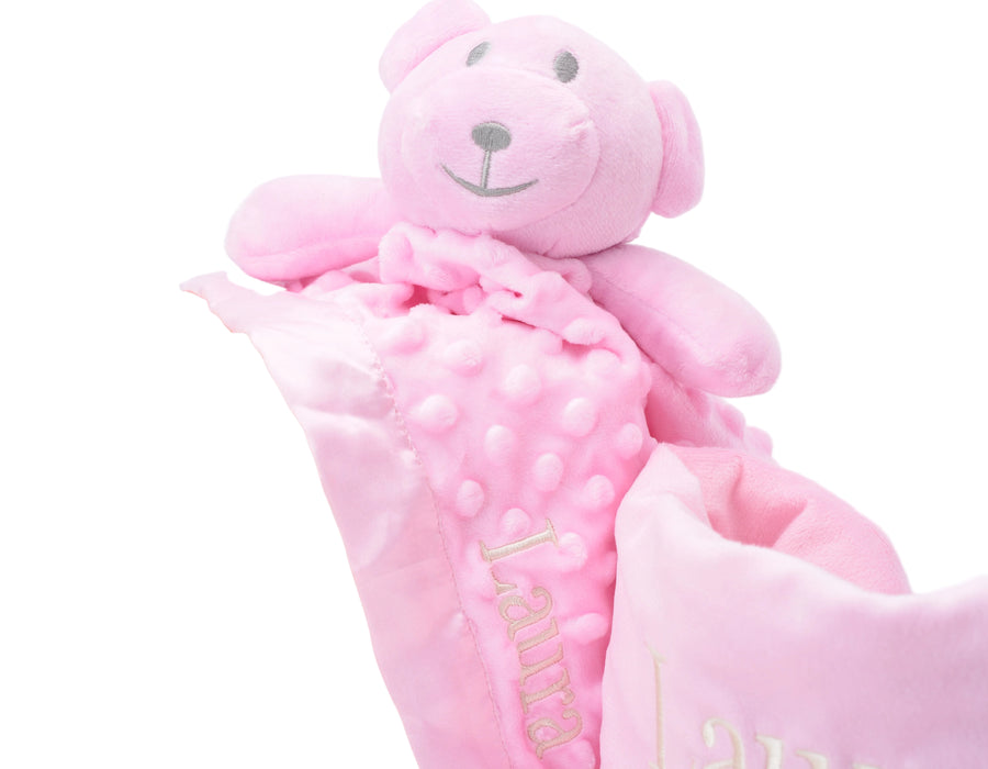 Baby Girls Personalised Pink Teddy Bear Comforter