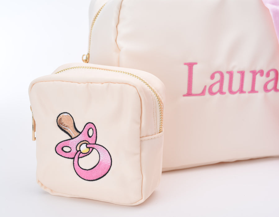 Personalised Baby Gift in Baby Pink with Comforter and Dimple Blanket - Limited Edition