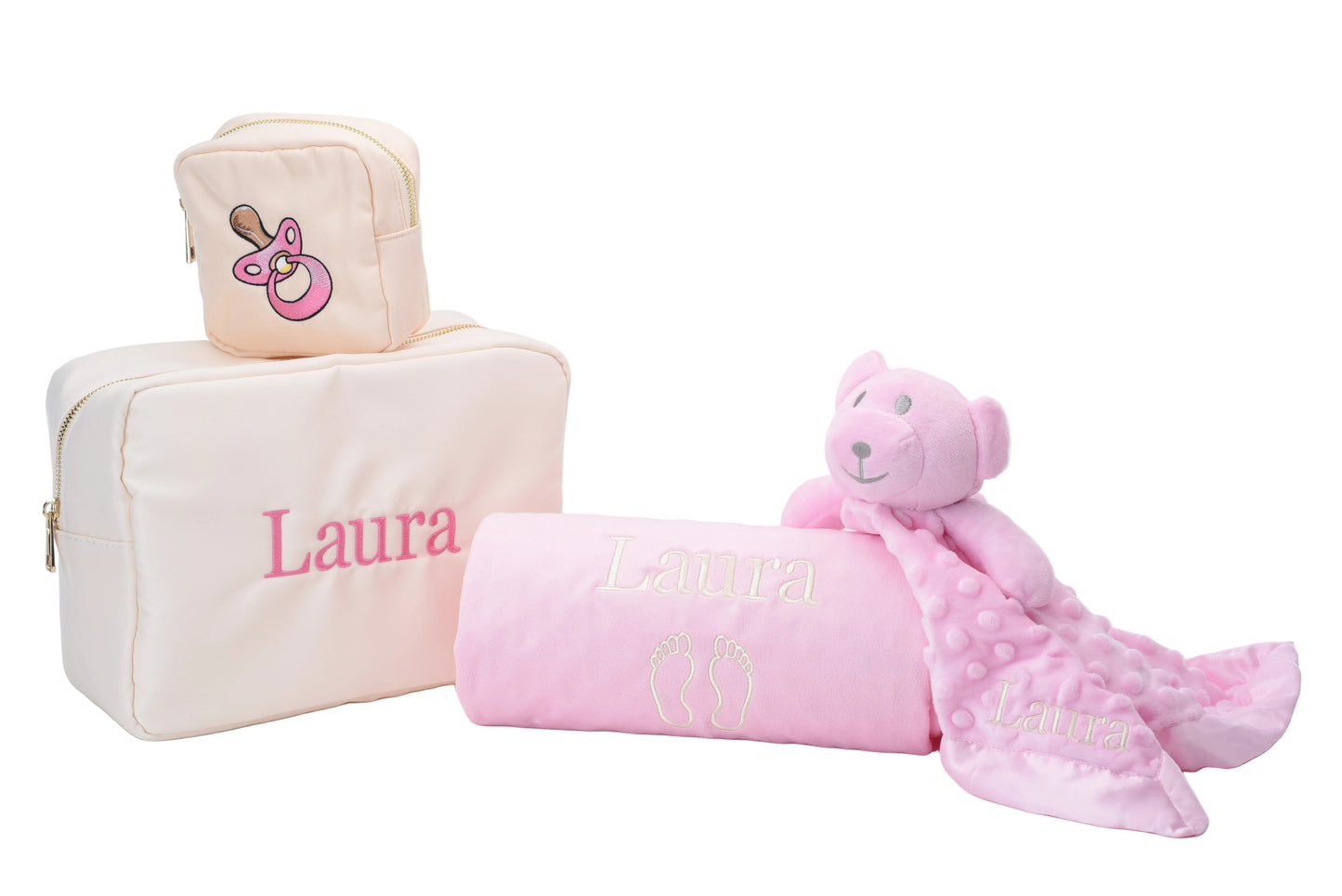 Personalised Baby Gift Set, Baby Pink