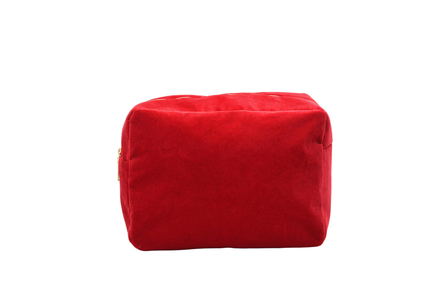 "Travel Essentials" Large Velvet Pouch, Red