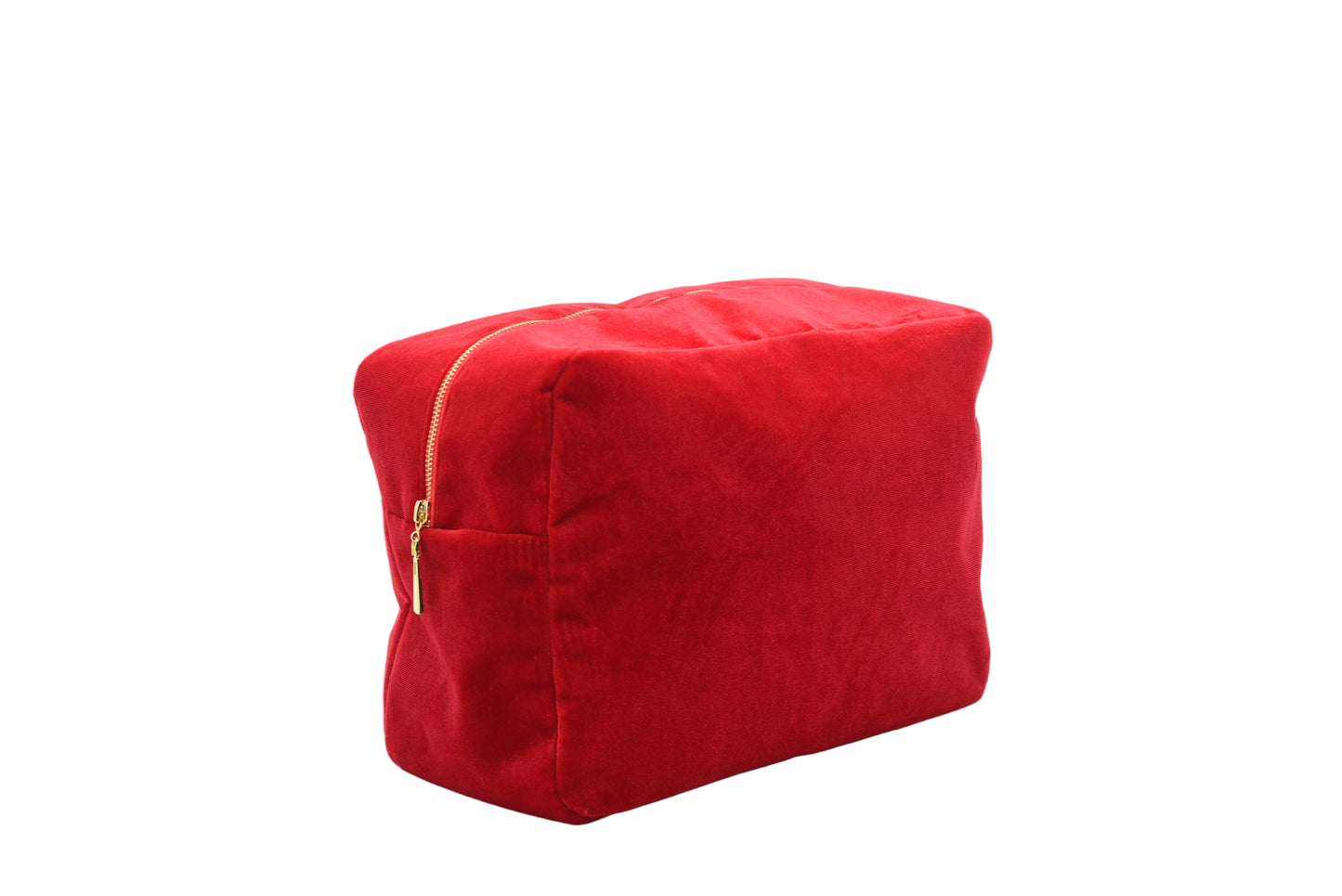 "Travel Essentials" Large Velvet Pouch, Red