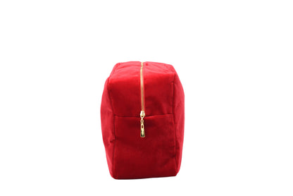 "Travel Essentials" Large Velvet Pouch, Red