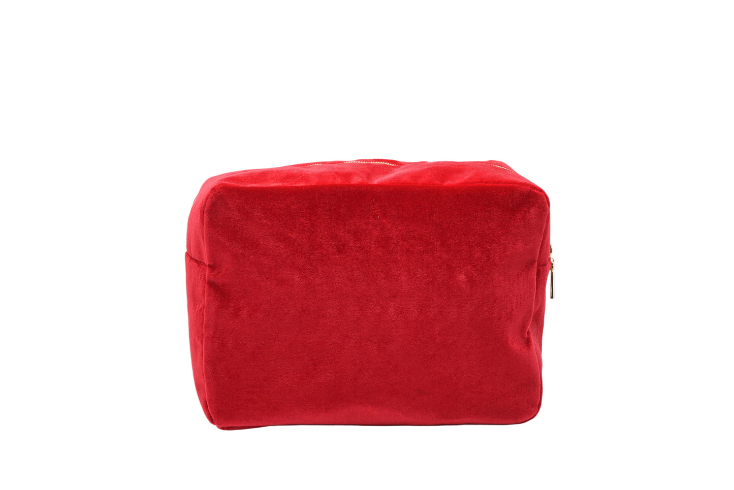 "Travel Essentials" Large Velvet Pouch, Red