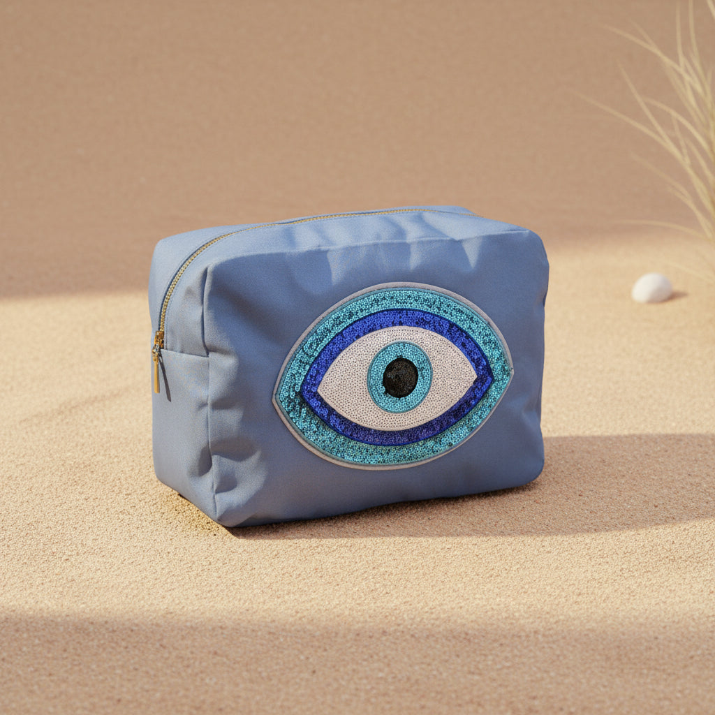 "Evil Eye" Large Pouch, Blue