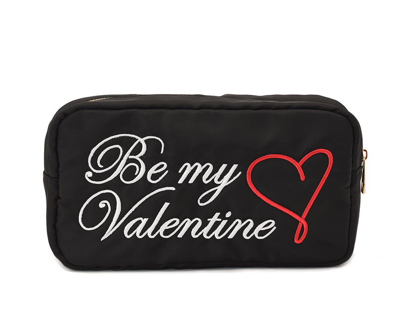 “Be My Valentine”, Personalised Black Medium Pouch