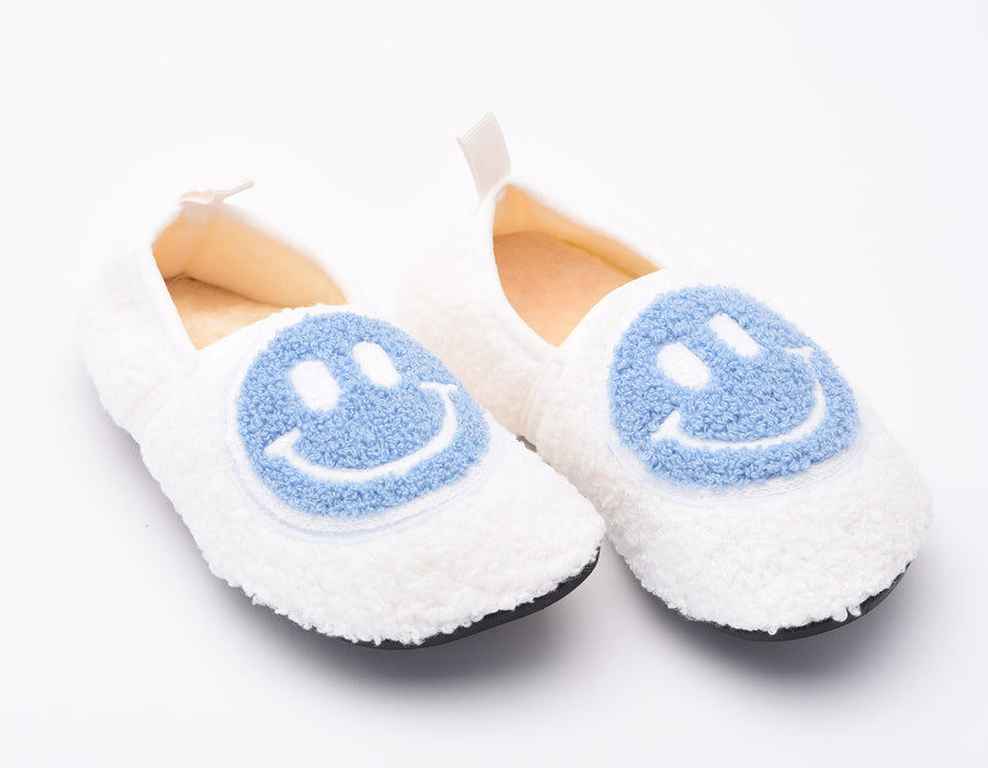 Kids Smiley Slipper - White & Blue