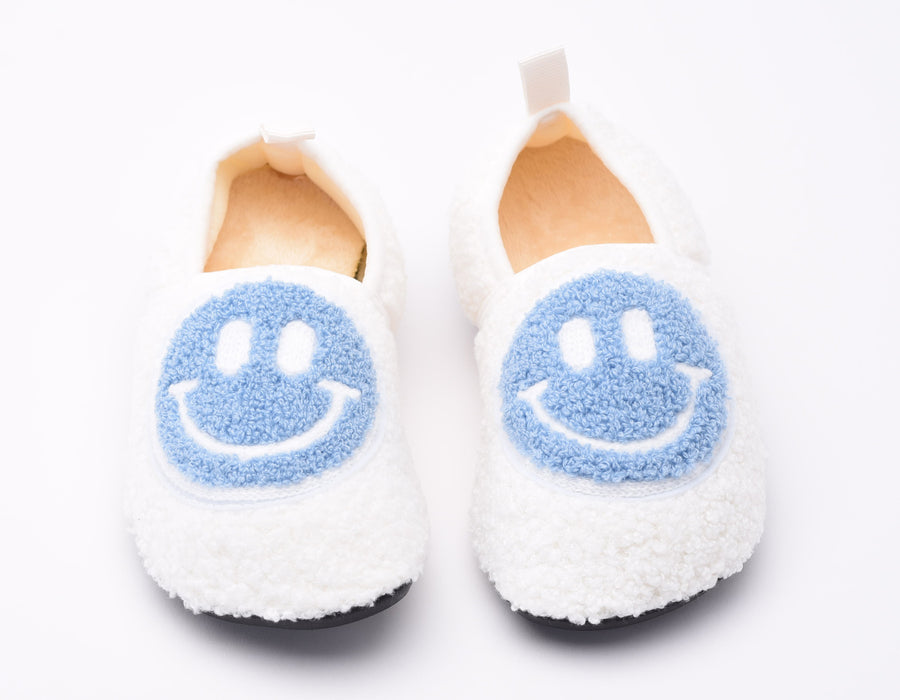 Kids Smiley Slipper - White & Blue