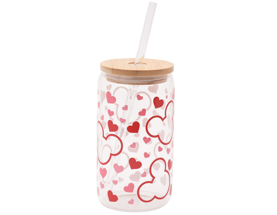 Red “Red Disney Heart” Glass Cup