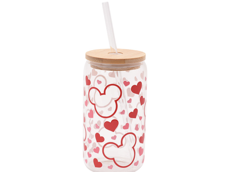 Red “Red Disney Heart” Glass Cup