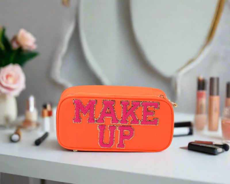 Neon Orange Solid Make Up Case - 