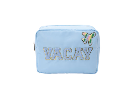 "Vacay" Large Pouch, Baby Blue