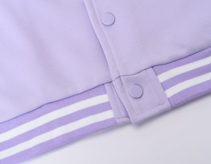 Personalised Kids Lilac Varsity Jacket