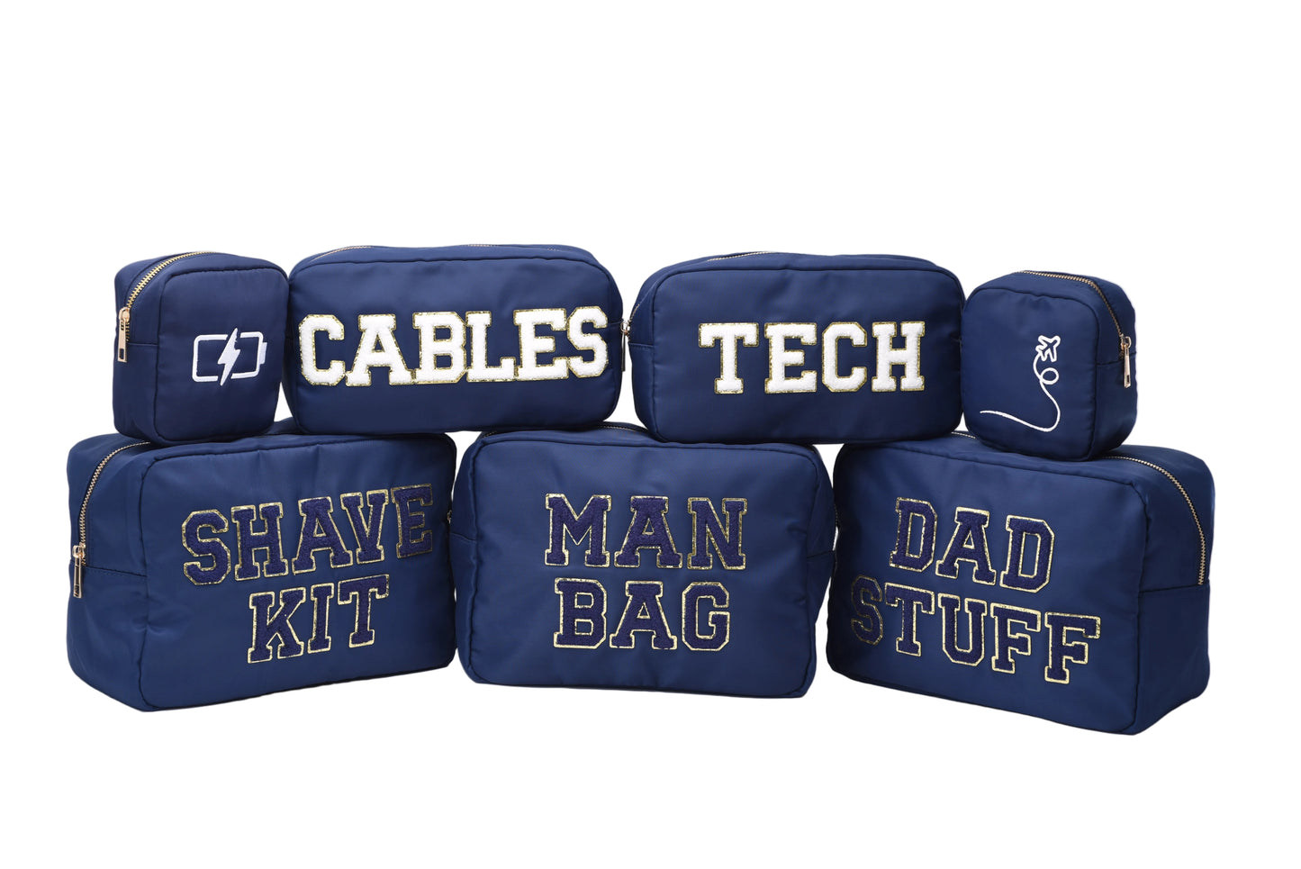 "Cables" Medium Pouch, Navy