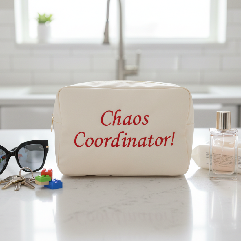 "Chaos Coordinator" Large Pouch, Cream