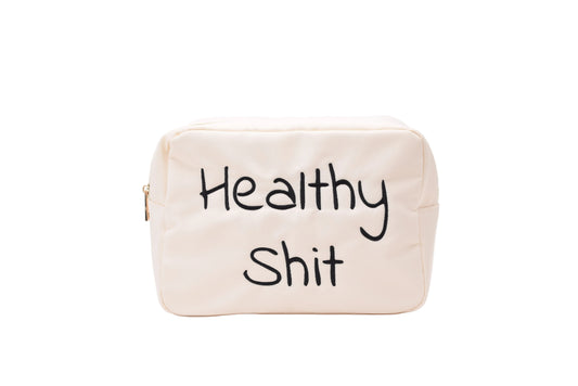 "Healthy Shit" Large Pouch, Cream