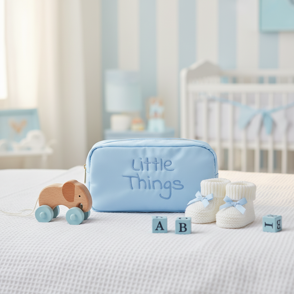 "Little Things" Medium Pouch, Baby Blue